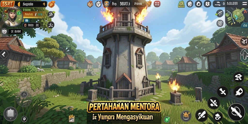 Gameplay seru Tower Defense di 55RT.