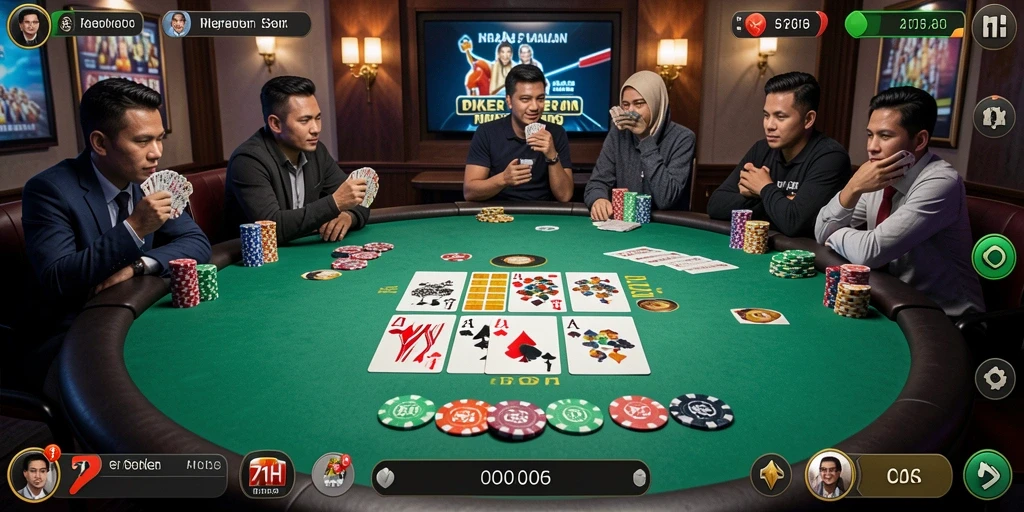 Tampilan gameplay Poker yang seru dan realistis di 71H.