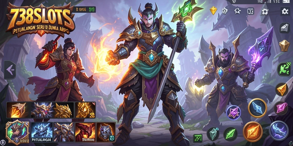 Screenshot utama 738SLOTS menampilkan aksi seru dalam pertempuran ARPG.