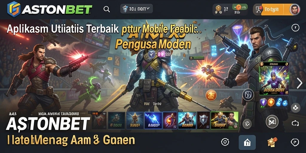 Tangkapan layar utama ASTONBET menampilkan antarmuka aplikasi Utility yang canggih.