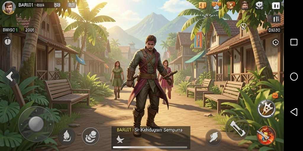 Tampilan gameplay menarik dari BARU01 dalam suasana hidup.