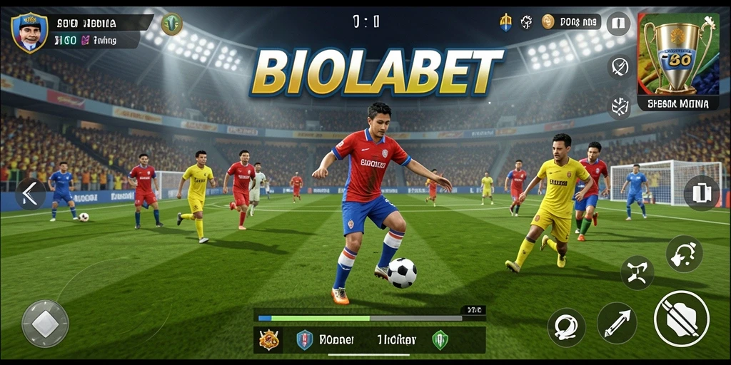 Gameplay BIOLABET dengan aksi sepak bola seru dan grafis menawan.