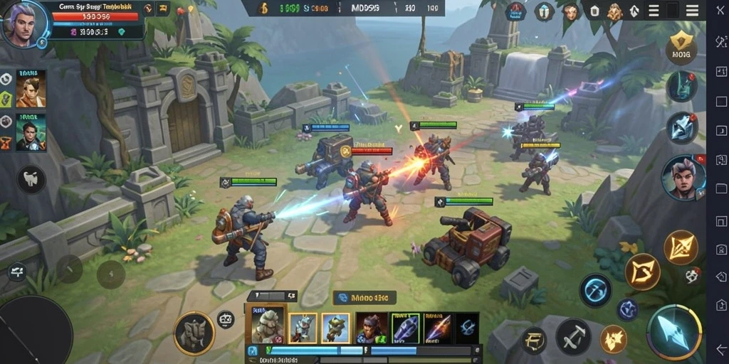 Screenshot DMD999 menampilkan aksi pertempuran yang intens dalam game SLG.