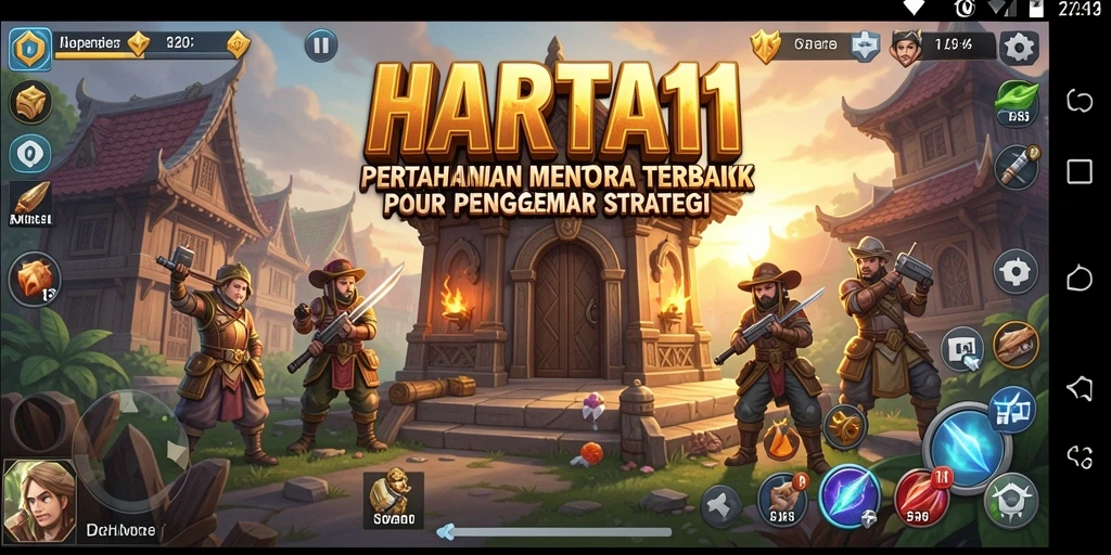 Tampilan gameplay HARTA11 yang menunjukkan strategi menara pertahanan yang mendebarkan.