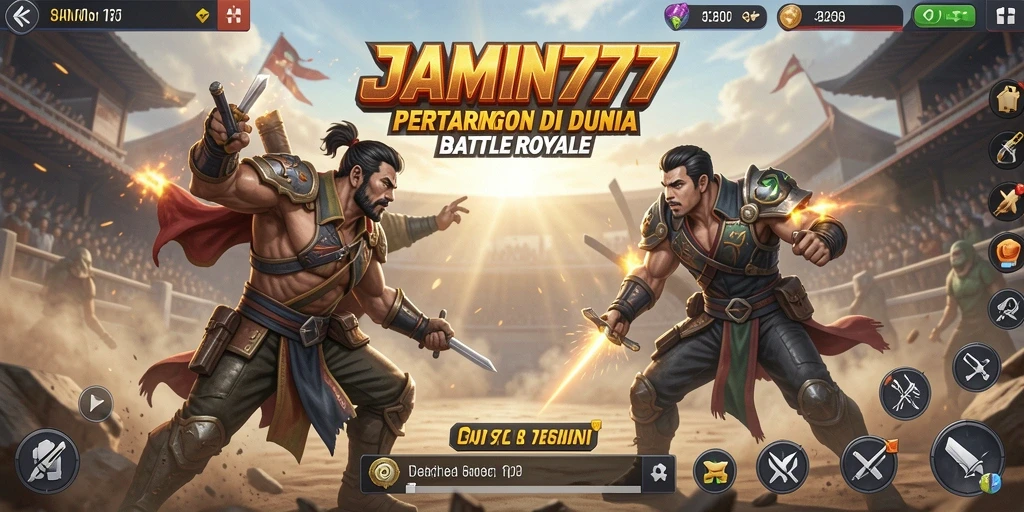 Menampilkan momen aksi mendebarkan dalam gameplay battle royale.