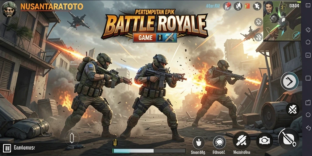Gameplay mendebarkan di dalam NUSANTARATOTO Battle Royale.