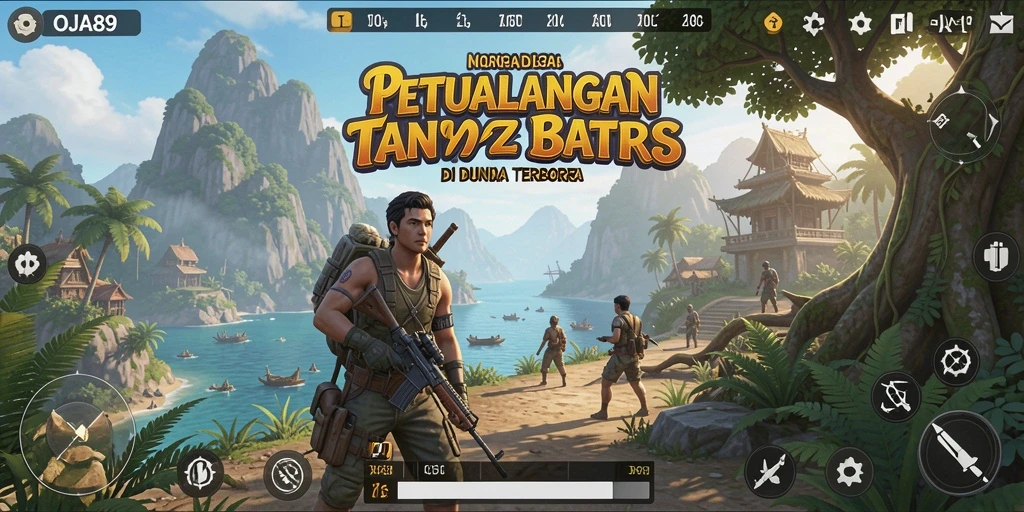 Screenshot gameplay OJA89 menampilkan panorama menarik di dunia terbuka.