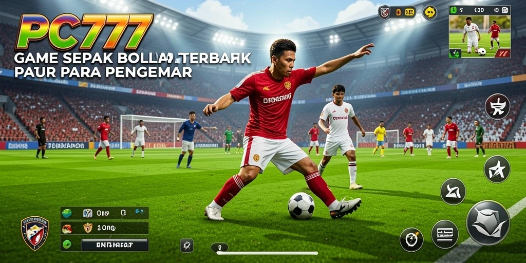 Gameplay PC777 dengan momen-momen seru pertandingan sepak bola.