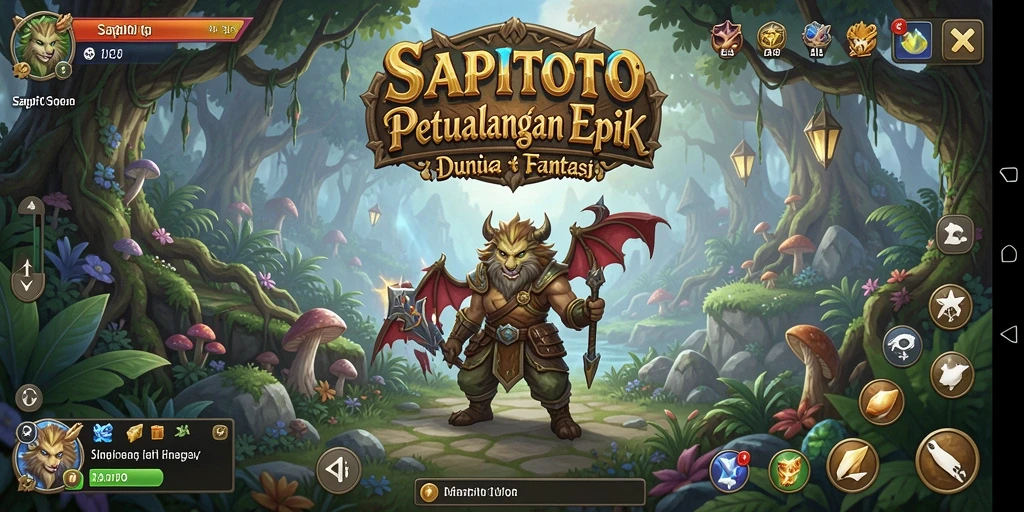 Screenshot gameplay SAPITOTO menampilkan pertarungan seru dan pemandangan indah.