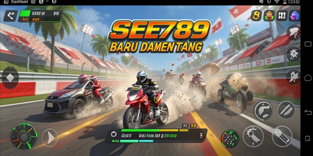 Tampilan gameplay balap seru di SEE789 dengan mobil cepat.