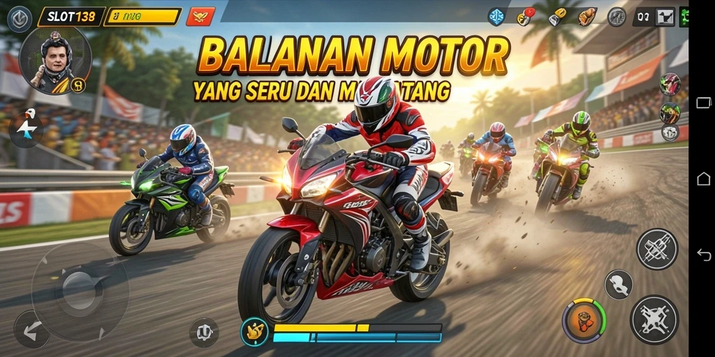 Gameplay SLOT138 yang mendebarkan dengan aksi balapan cepat.