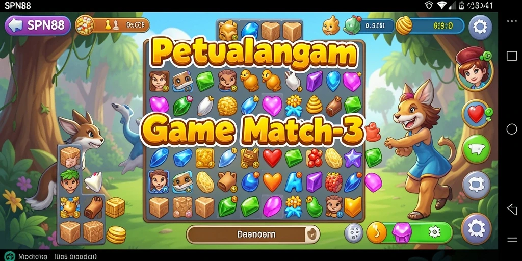 Screenshot SPN88 menampilkan gameplay Match-3 yang menantang.