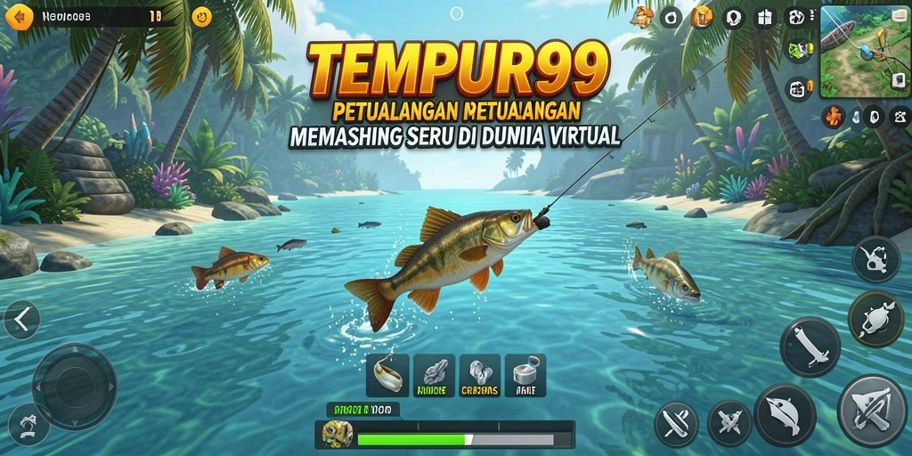 Screenshot utama TEMPUR99 menampilkan gameplay Fishing yang seru.